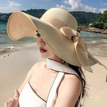 Women Summer Straw Hat For Beach Travel UV Protection Cut Bucket sun Cap Girl Sun Hat wide Brim