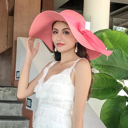 Women Summer Straw Hat For Beach Travel UV Protection Cut Bucket sun Cap Girl Sun Hat wide Brim