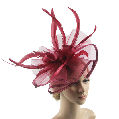 Flower Pillbox Fascinator – Veil & Feather Headband for Tea Parties