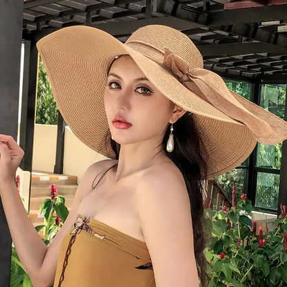 Women Summer Straw Hat For Beach Travel UV Protection Cut Bucket sun Cap Girl Sun Hat wide Brim