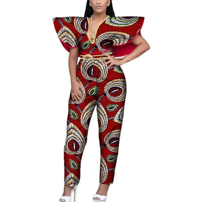 V-neck Romper Dashiki Print African Style