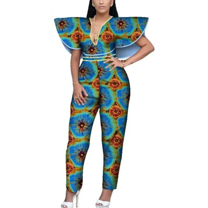 V-neck Romper Dashiki Print African Style