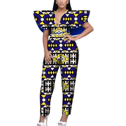 V-neck Romper Dashiki Print African Style