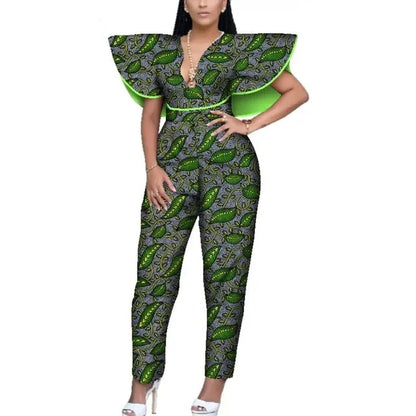 V-neck Romper Dashiki Print African Style