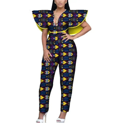 V-neck Romper Dashiki Print African Style