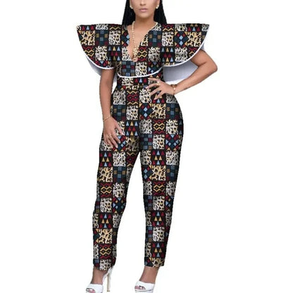 V-neck Romper Dashiki Print African Style