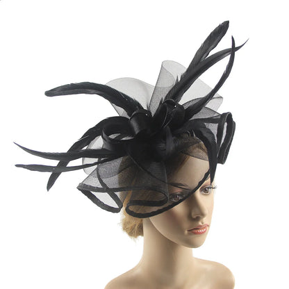 Flower Pillbox Fascinator – Veil & Feather Headband for Tea Parties