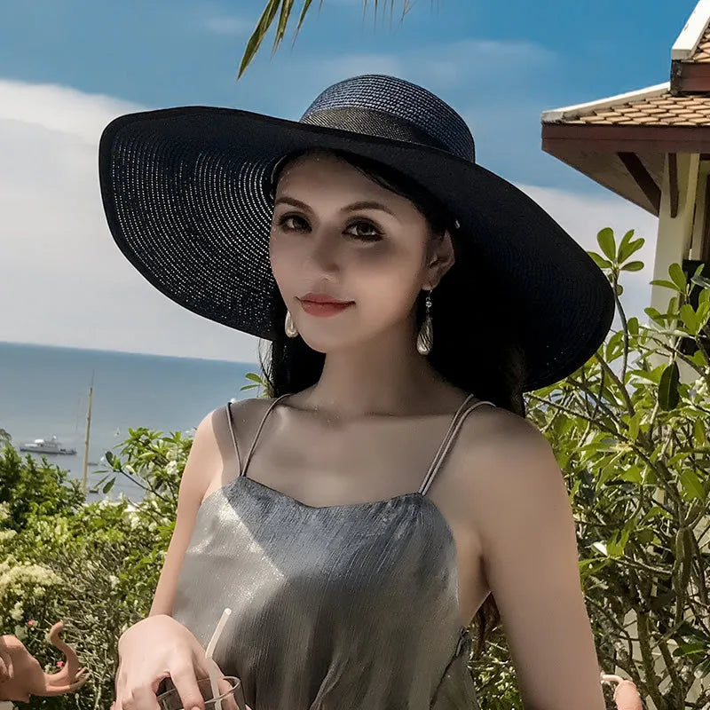 Women Summer Straw Hat For Beach Travel UV Protection Cut Bucket sun Cap Girl Sun Hat wide Brim