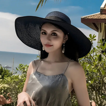 Women Summer Straw Hat For Beach Travel UV Protection Cut Bucket sun Cap Girl Sun Hat wide Brim