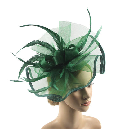 Flower Pillbox Fascinator – Veil & Feather Headband for Tea Parties