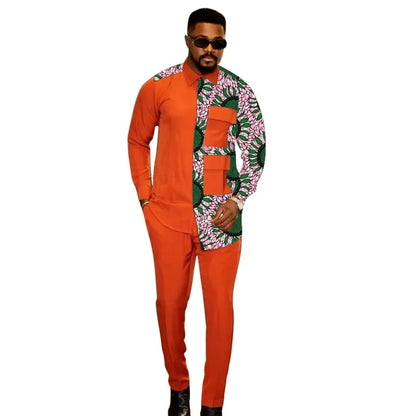 2 pcs Traditional African Dashiki Shirt and Pants for men