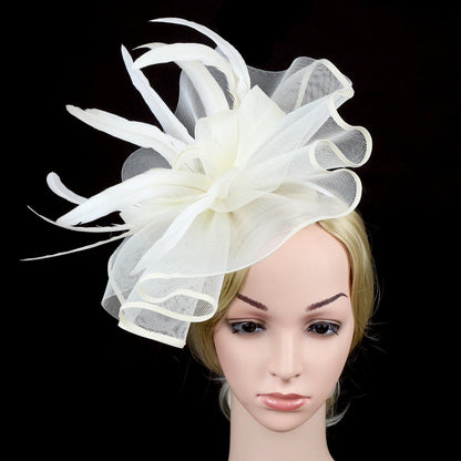 Flower Pillbox Fascinator – Veil & Feather Headband for Tea Parties