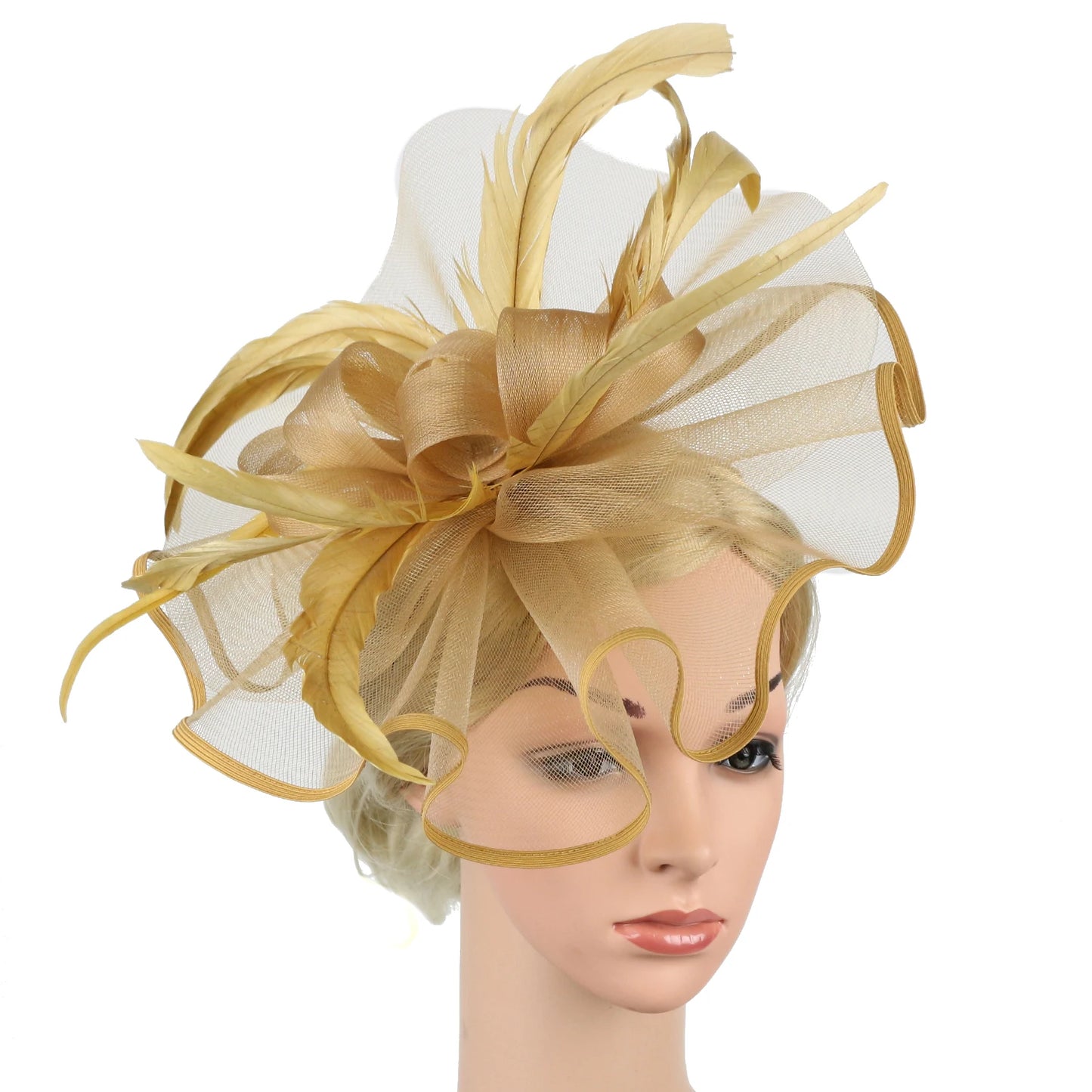 Flower Pillbox Fascinator – Veil & Feather Headband for Tea Parties
