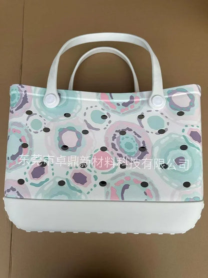 Extra Large Boggs Beach Summer Travel Bag, EVA Beach Basket Women Picnic Tote Bag, Holes Waterproof Washable Handbag Shoulder Bag