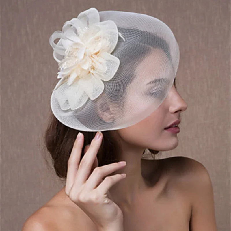 Feather & Mesh Fascinator Hairpin