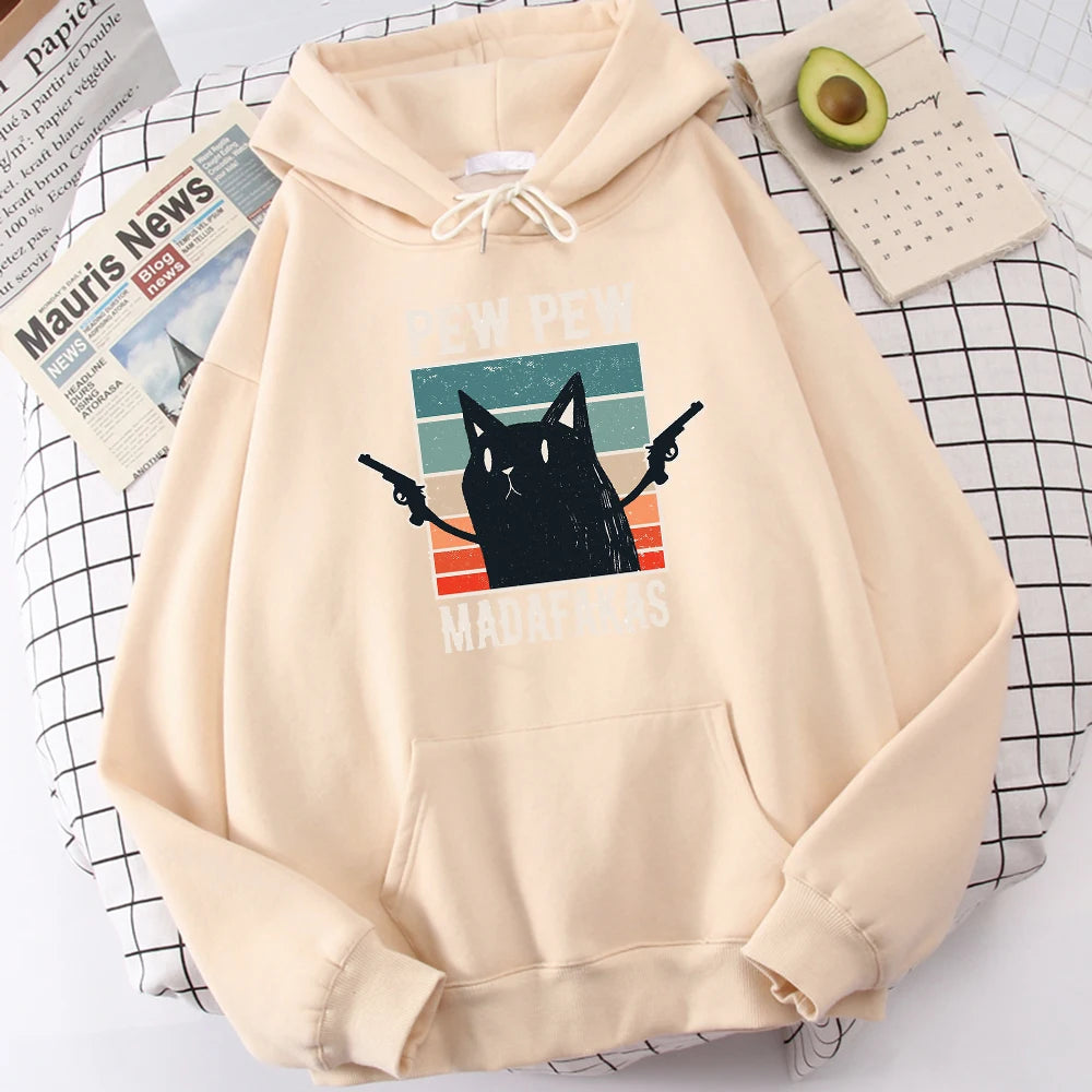 Pew Pew Madafaks Cute Funny Printed Autumn O-Neck Sweatshirt Oversize Hoodies Unisex for Men and Women