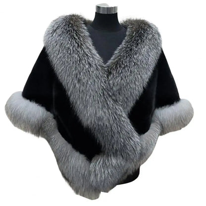 Luxury Fur Poncho Fluffy Shawl Wedding Banquet Dress Plush Cape Coat for Women