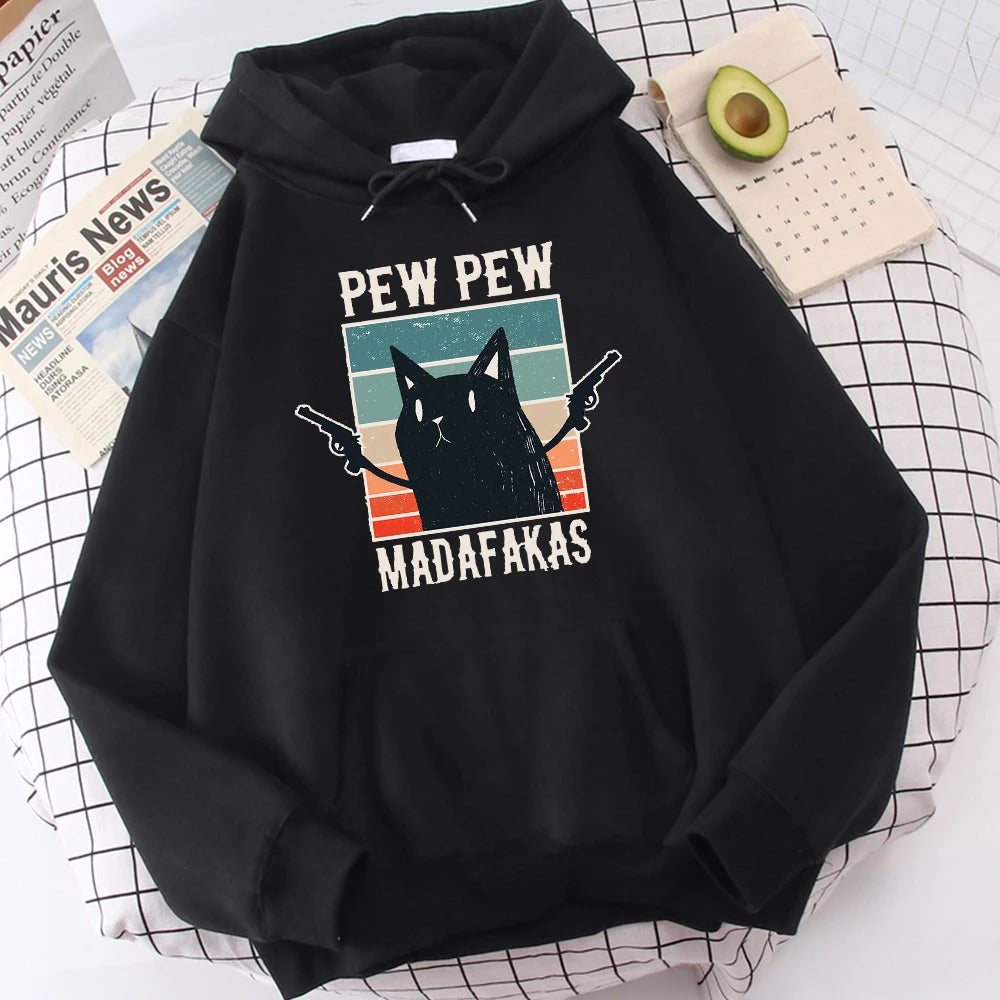 Pew Pew Madafaks Cute Funny Printed Autumn O-Neck Sweatshirt Oversize Hoodies Unisex for Men and Women