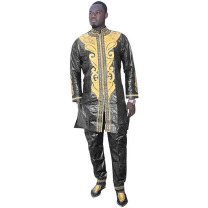 2 pcs Traditional African Dashiki Shirt and Pants for men