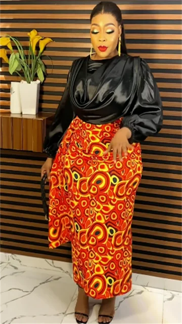 Satin Long Sleeve African Dress