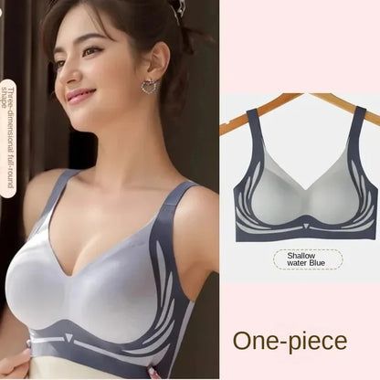 No Wire Push-up Bra Women Gathered Up Soft Support Adjustable Underwear Anti-sagging Seamless Lift-up Bra