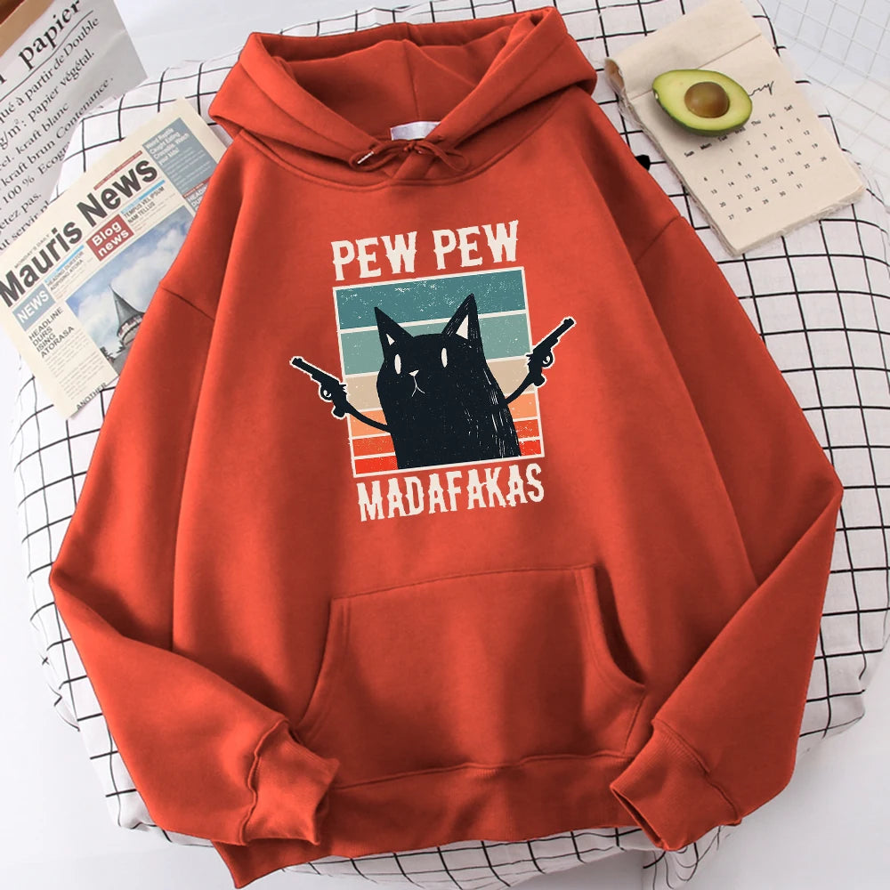 Pew Pew Madafaks Cute Funny Printed Autumn O-Neck Sweatshirt Oversize Hoodies Unisex for Men and Women