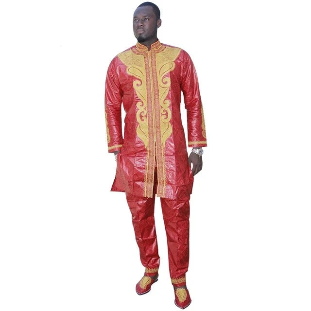 2 pcs Traditional African Dashiki Shirt and Pants for men