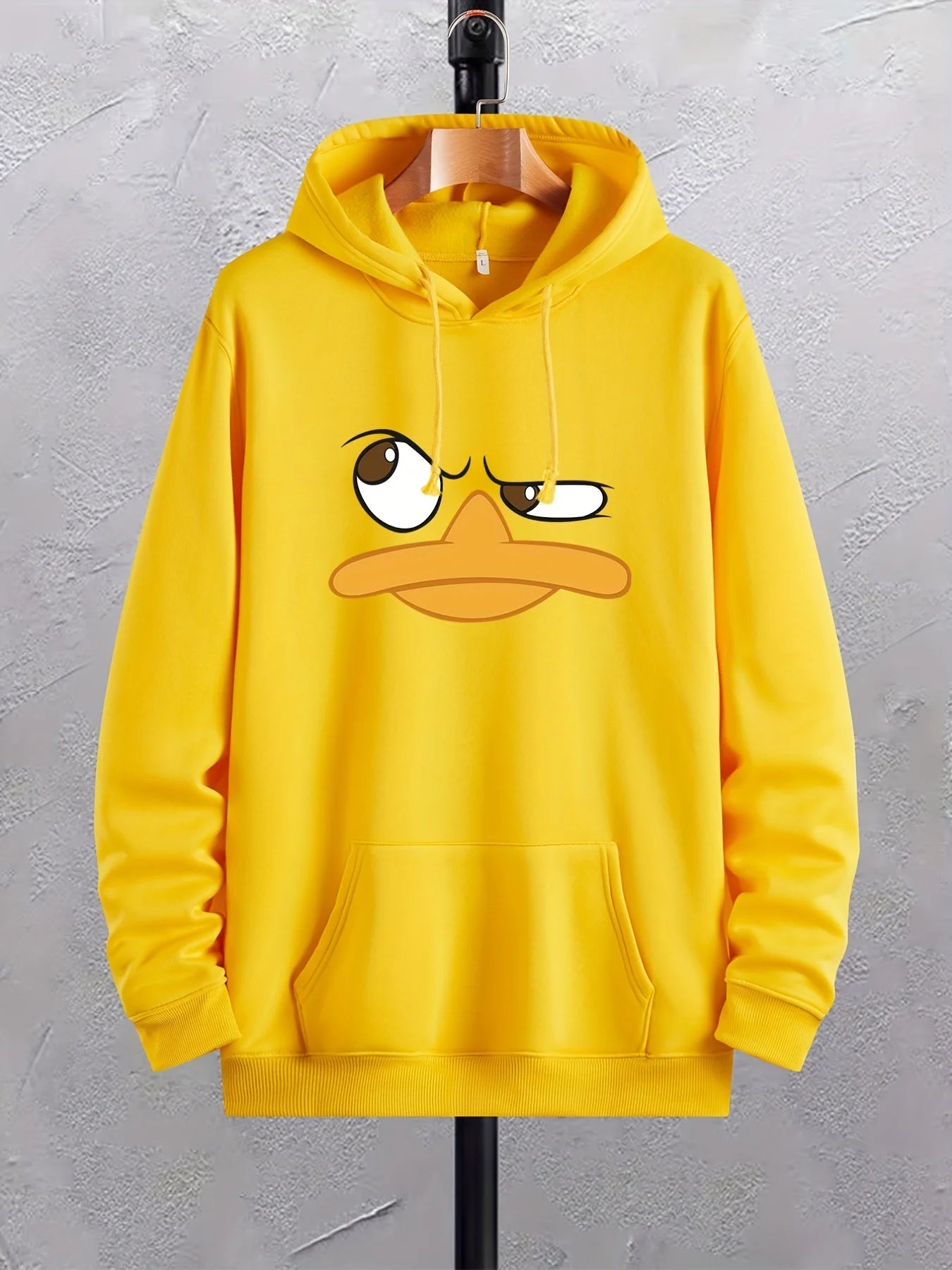 Cartoon Duck Print Graphic With Pocket Sweatshirt Pullover Hoodie Unisex for Men and Women