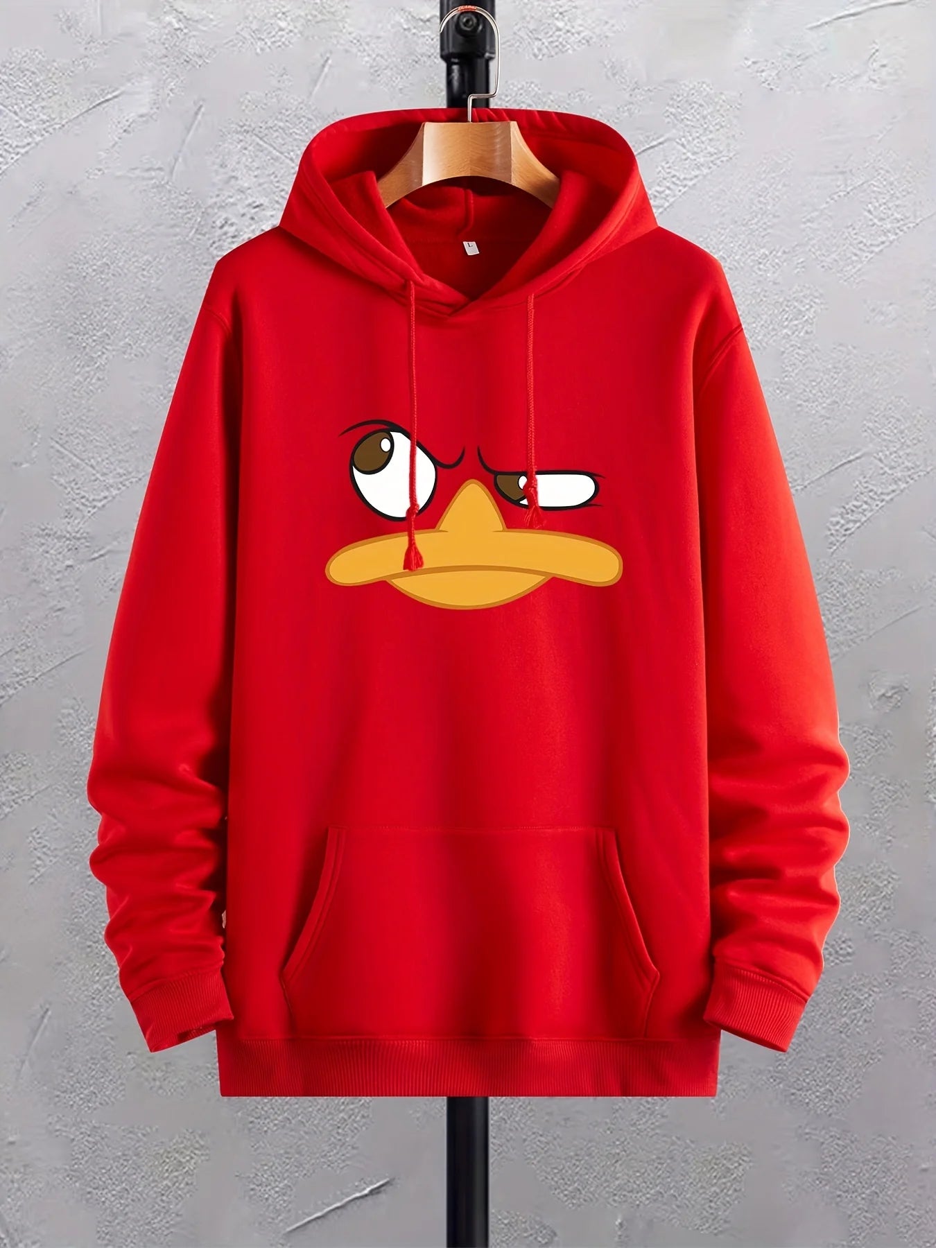 Cartoon Duck Print Graphic With Pocket Sweatshirt Pullover Hoodie Unisex for Men and Women