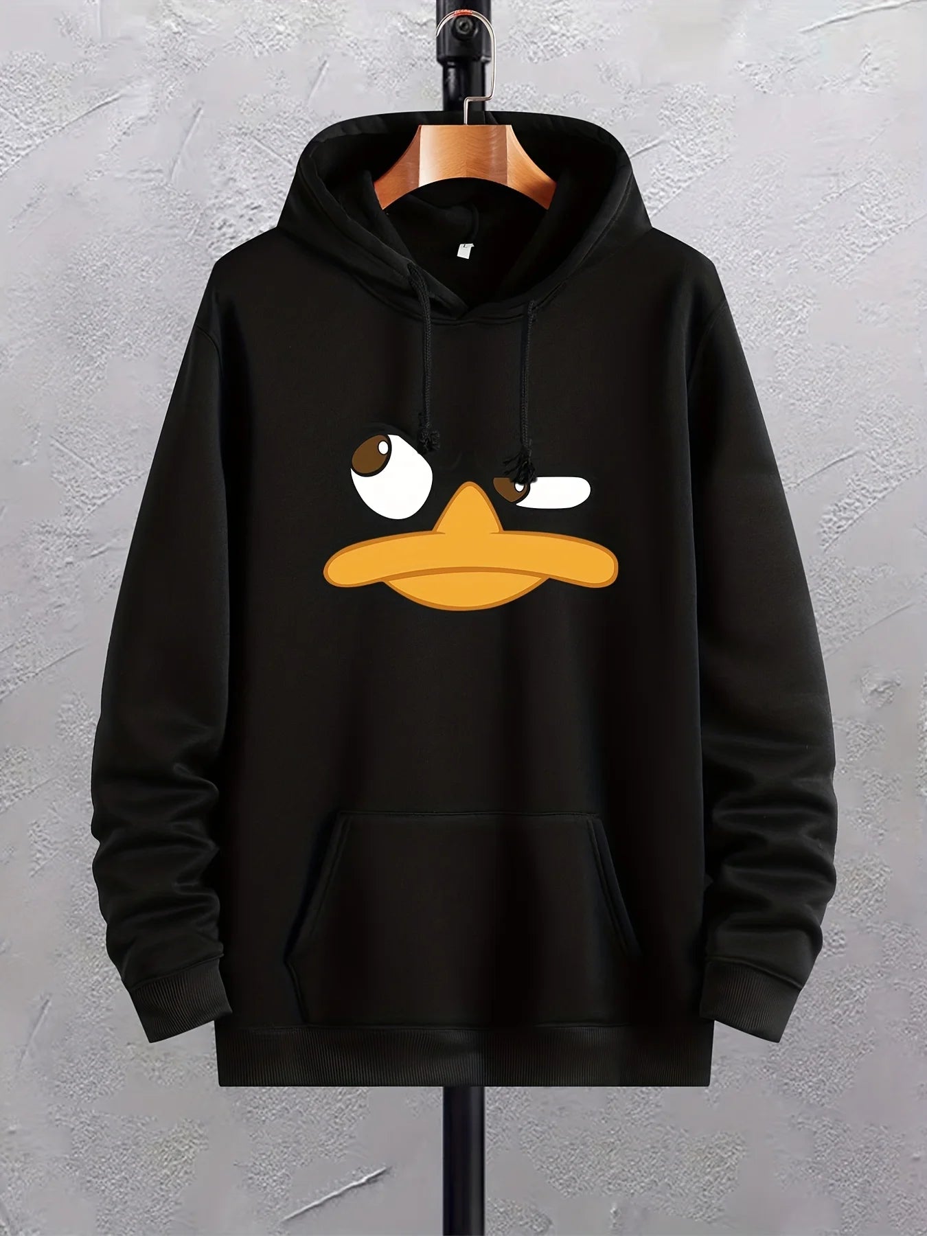 Cartoon Duck Print Graphic With Pocket Sweatshirt Pullover Hoodie Unisex for Men and Women