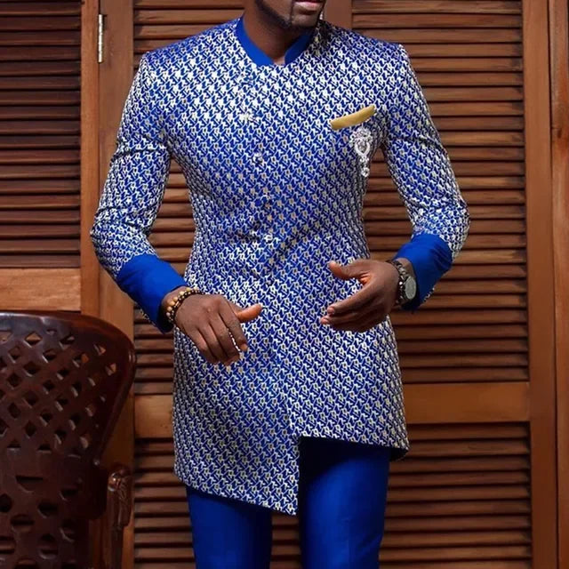 2pcs Traditional African Shirt Top and Pants for men