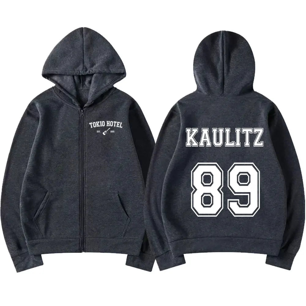 Rock Band Tokio Hotel Kaulitz Zipper Hoodie Sweatshirt Casual Vintage Jacket Unisex for Men and Women