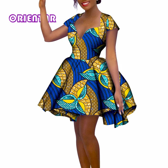 Dashiki Print African Short Dress