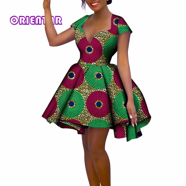 Dashiki Print African Short Dress