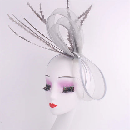 Feather Pillbox Hat Elegant Bow Fascinator