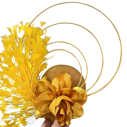 Fancy Sinamay Floral Fascinator – Feather Headpiece for Weddings