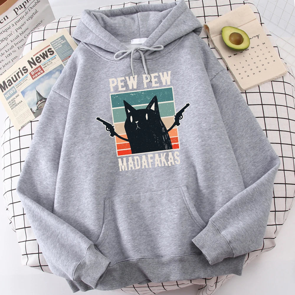 Pew Pew Madafaks Cute Funny Printed Autumn O-Neck Sweatshirt Oversize Hoodies Unisex for Men and Women