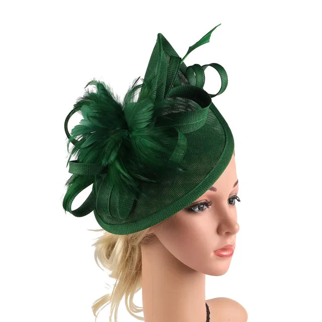 Elegant Fascinator Hat for Women Tea Party Kentucky Derby Fascinator Pillbox Hat Feather Flower Fascinator Wedding Cocktail