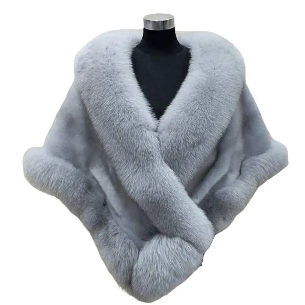 Luxury Fur Poncho Fluffy Shawl Wedding Banquet Dress Plush Cape Coat for Women