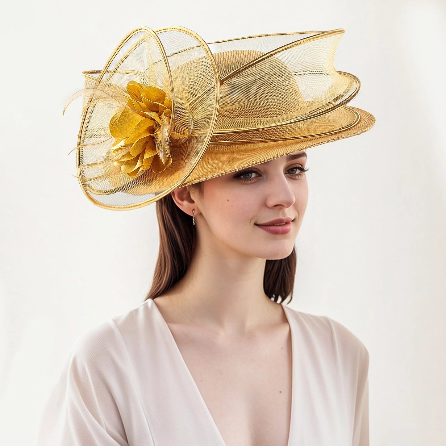 Sinamay Fascinator – Elegant Wedding & Derby Party Hat for Women