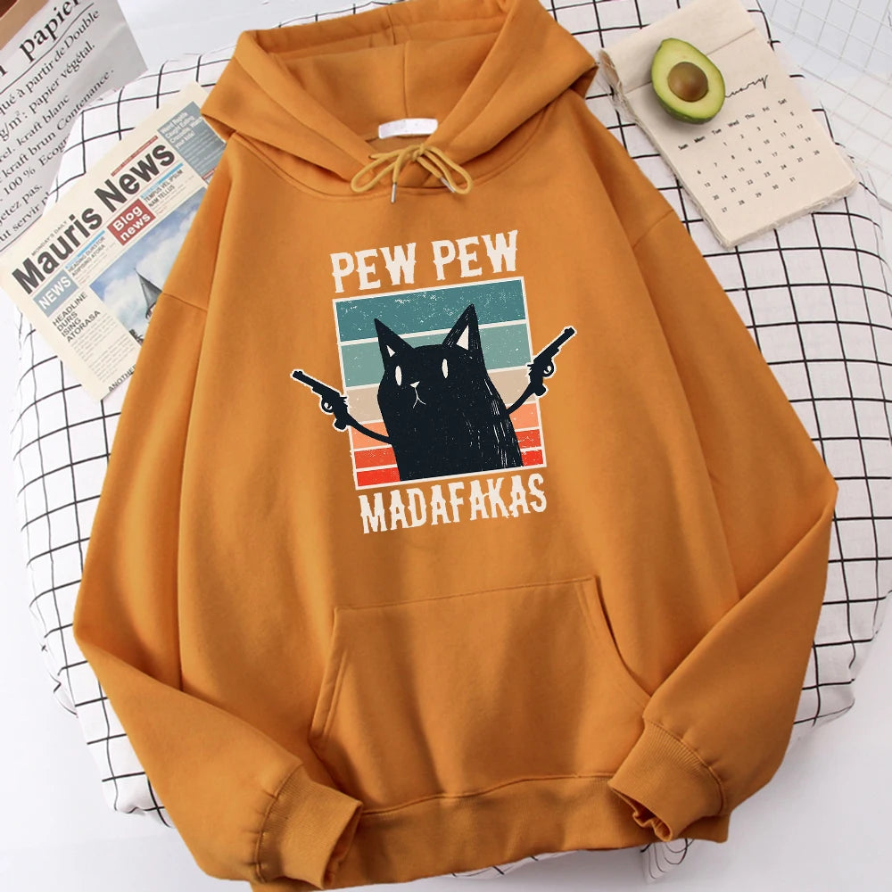 Pew Pew Madafaks Cute Funny Printed Autumn O-Neck Sweatshirt Oversize Hoodies Unisex for Men and Women