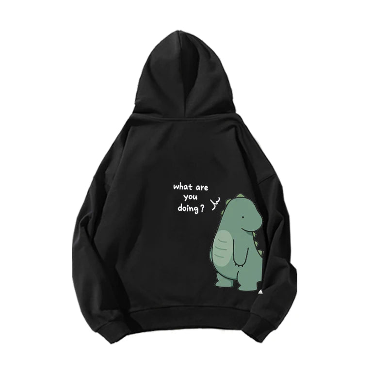 Rock Ni Shirt Dinosaur Printed Hoodie Sweatshirt Casual Couple Hoodie for Men and Women