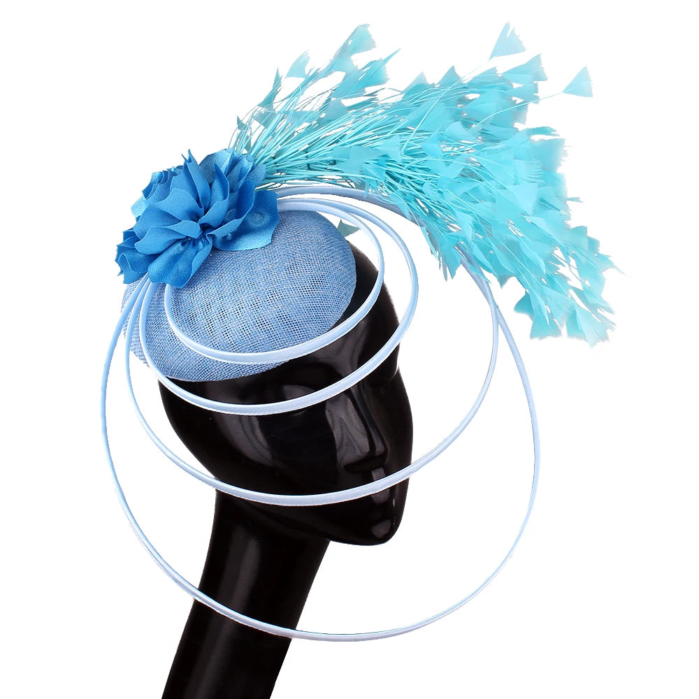 Fancy Sinamay Floral Fascinator – Feather Headpiece for Weddings