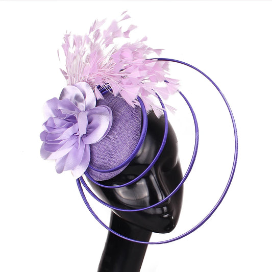 Fancy Sinamay Floral Fascinator – Feather Headpiece for Weddings