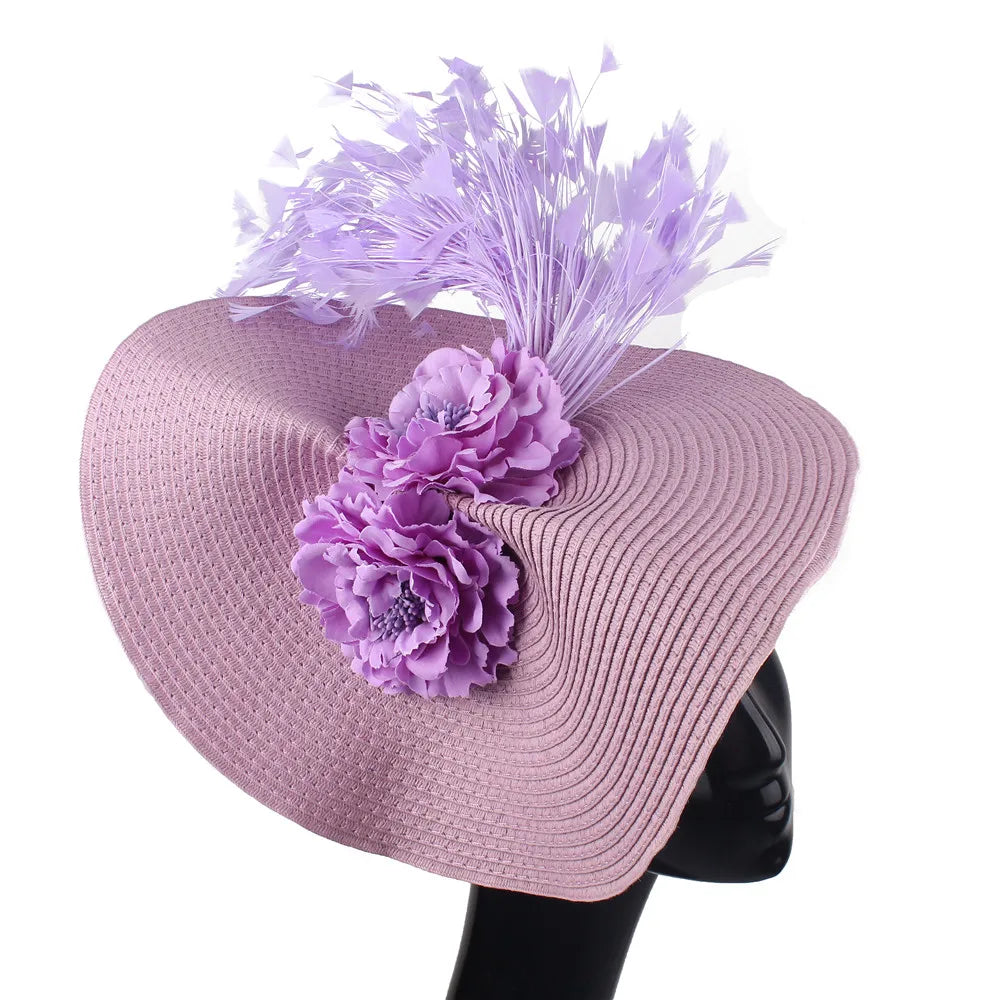 Ladies’ Fascinator Millinery Hat | Elegant Wide Brim Kentucky Derby