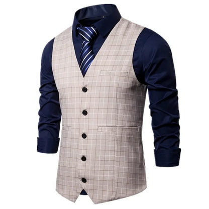 Men Plaid Sleeveless vest