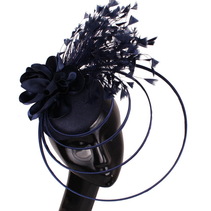 Fancy Sinamay Floral Fascinator – Feather Headpiece for Weddings