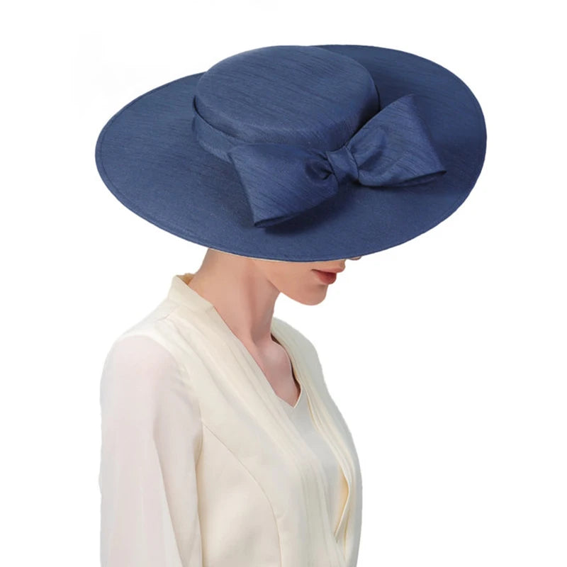 Wide Brim Church Fascinator – Big Bowknot Hat for Weddings