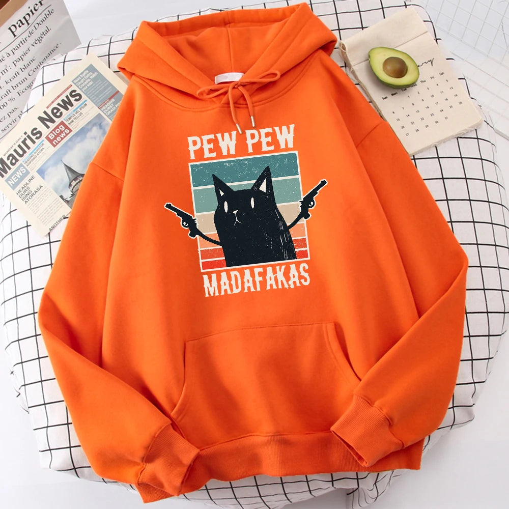 Pew Pew Madafaks Cute Funny Printed Autumn O-Neck Sweatshirt Oversize Hoodies Unisex for Men and Women