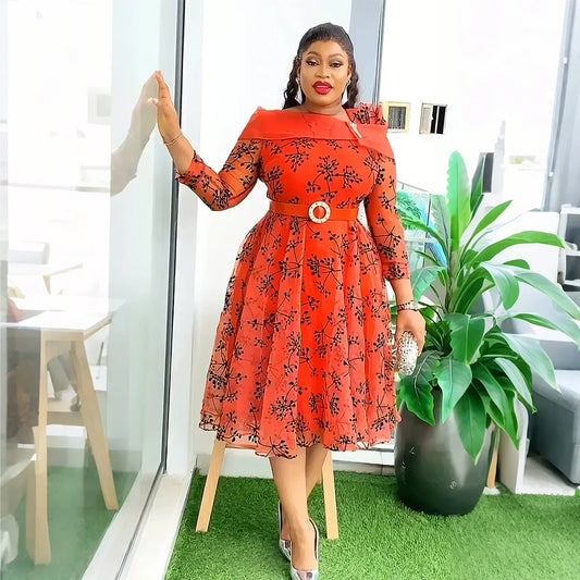 African Dresses for Women Plus Size Evening Party Long Dress Africa Clothing Elegant Print Maxi Dress